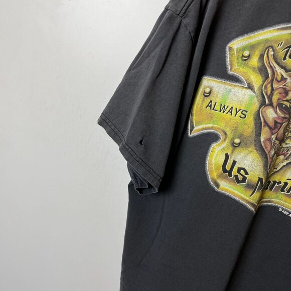 Distressed US Marines T Shirt Vintage Y2K Adult Gray Extra Large XL Graphic Tee - Picture 7 of 16